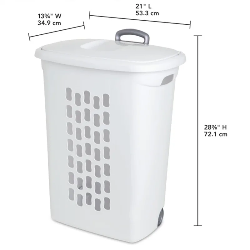 Ultra Wheeled Laundry Hamper with Lid, Handle and Wheels for Easy Rolling of Clothes to and from The Laundry Room