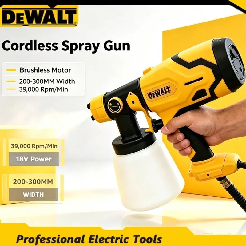 DEWALT 800ML Cordless Electric Spray Gun Portable High Power Paint Sprayer Auto Furniture Coating Airbrush for Dewalt Battery