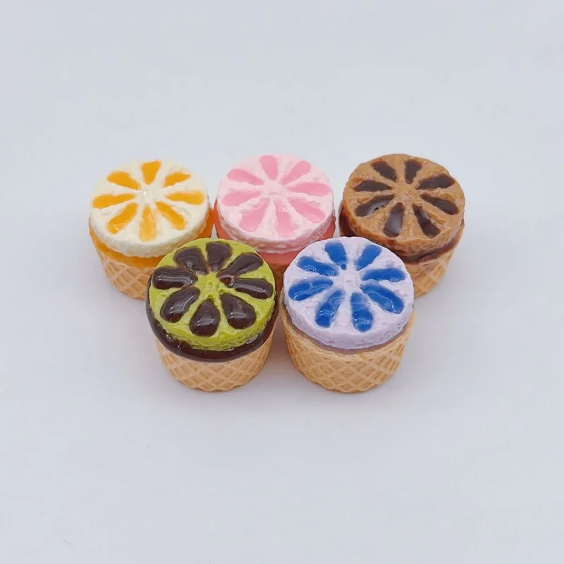 5/50pcs Simulated sandwich ice cream cake dollhouse miniature play scene decora keychain pendant DIY accessory fridge shoe decor