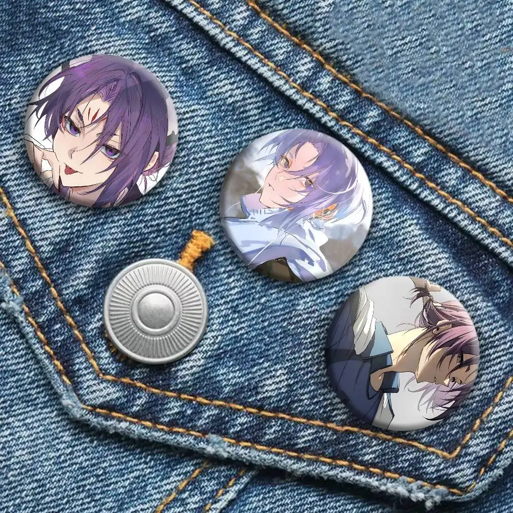 Anime B-Blue Lock Mikage Reo Manga Badges Round  Cartoon Brooch Clothes Backpack Accessories Lapelnd Laserh