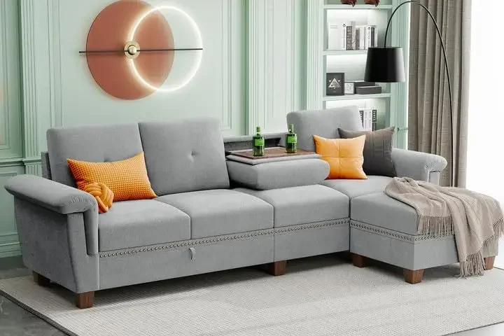 

Sectional Couches for Living Room L Shaped Couch with Storage, 4-Seat Convertible Sectional Sofa Couch with Ottoman,