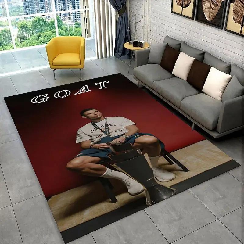 Football Star Goat R-Ronaldo CR7 Non-Slip Area Rug for Living Room,Bedroom,Playroom,Carpet Floor Mat Home Decor Rug  Room