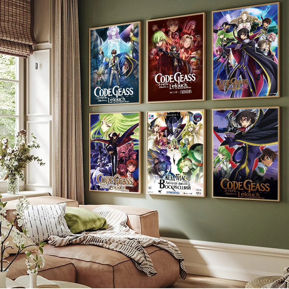 Code Geass Movie Sticky Posters Vintage Room Home Bar Cafe Decor Vintage Decorative Painting