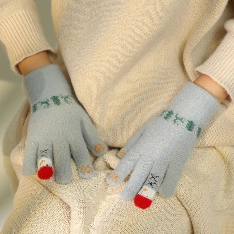 Luvas térmicas para mulheres natal boneco de neve luvas de malha ciclismo luvas de inverno à prova dwaterproof água resistência ao frio à prova de vento para