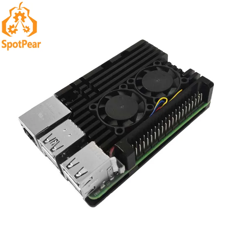 

Raspberry Pi5 Aluminium Alloy Case Dual Cooling Fans for Pi 5