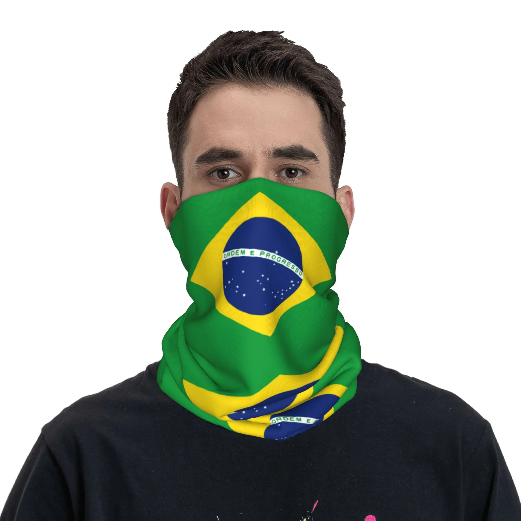 Brazil Flag Bandana Neck Cover Printed  Balaclavas Face Scarf Multi-use Cycling Fishing for Men Women Adult Washable