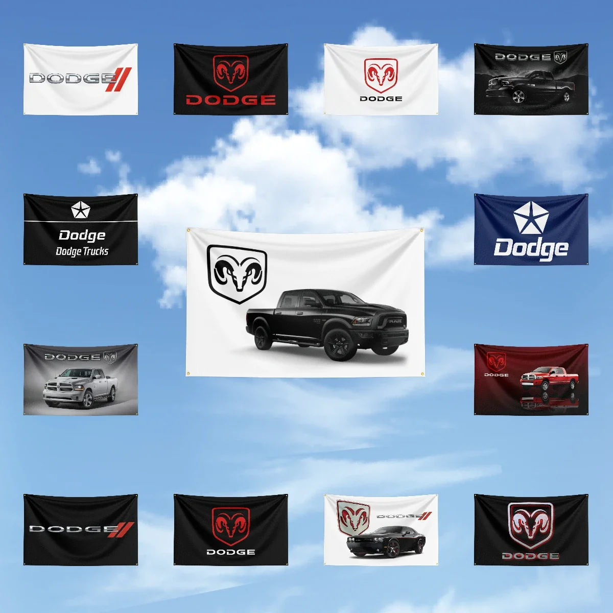 Beautiful Dodge RAM Car Flag  Car Wall Flag for Garage Outdoor Decor High-Quality Racing Theme Design