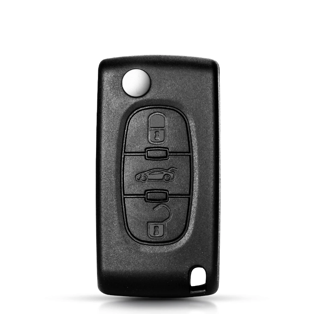 KEYYOU 3 Button Flip Folding Remote Car Key Shell Case Fob For Peugeot 407 307 607 CE0523 Blank Without Groove Key Cover Case