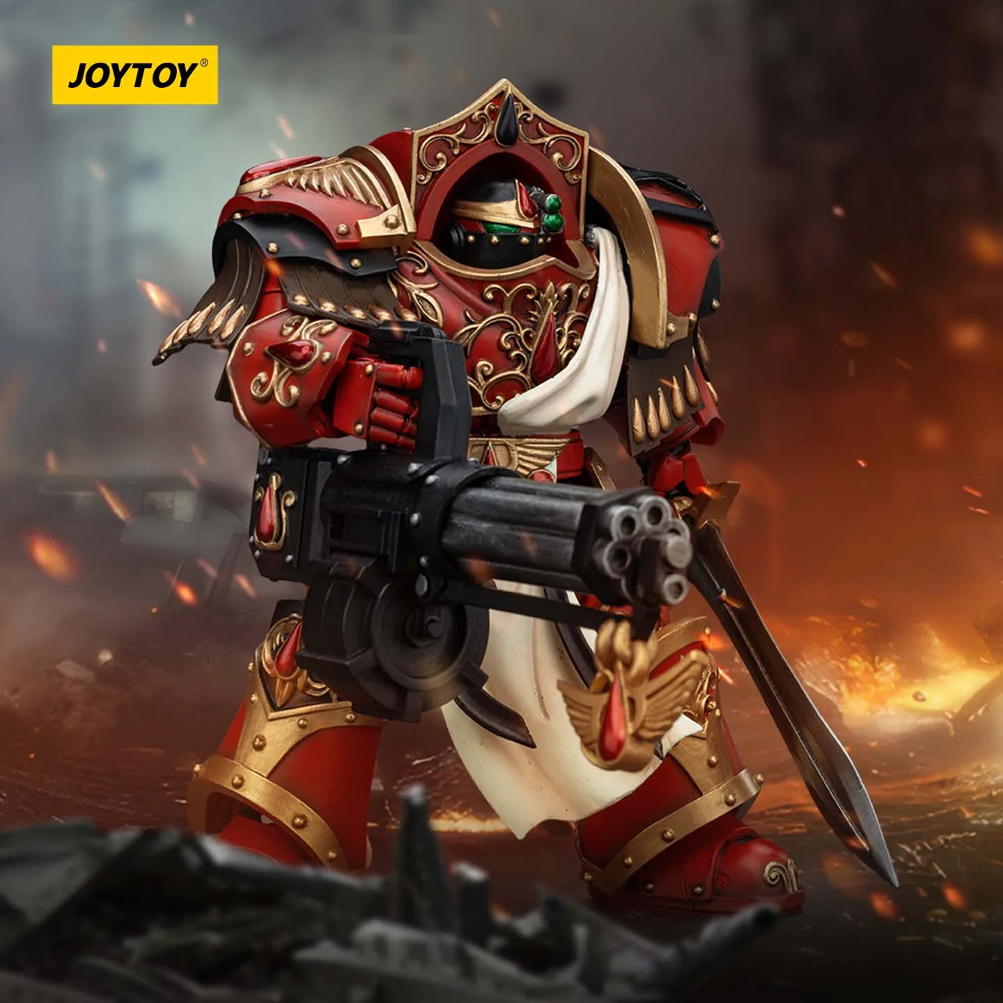 

JOYTOY Dark Source Warhammer 40k Holy Blood Angel JT00294 Scarlet Paladin Legion - Eliastus Assault Cannon Holy Cavalry 1/18