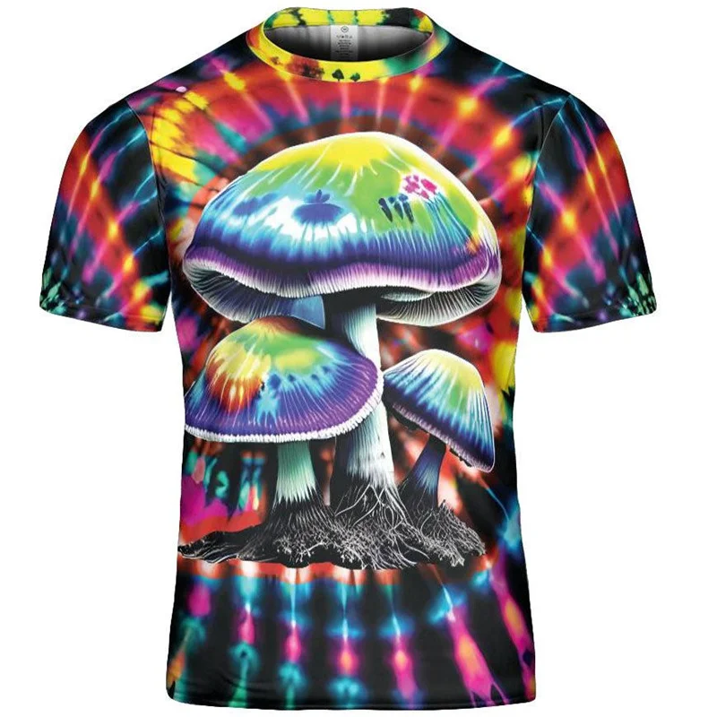 Trippy Mushroom Graphic T Shirt For Men 3d Printed Art Magic Mushroom T-Shirts Street Summer Spring Short Sleeve Tee Shirts