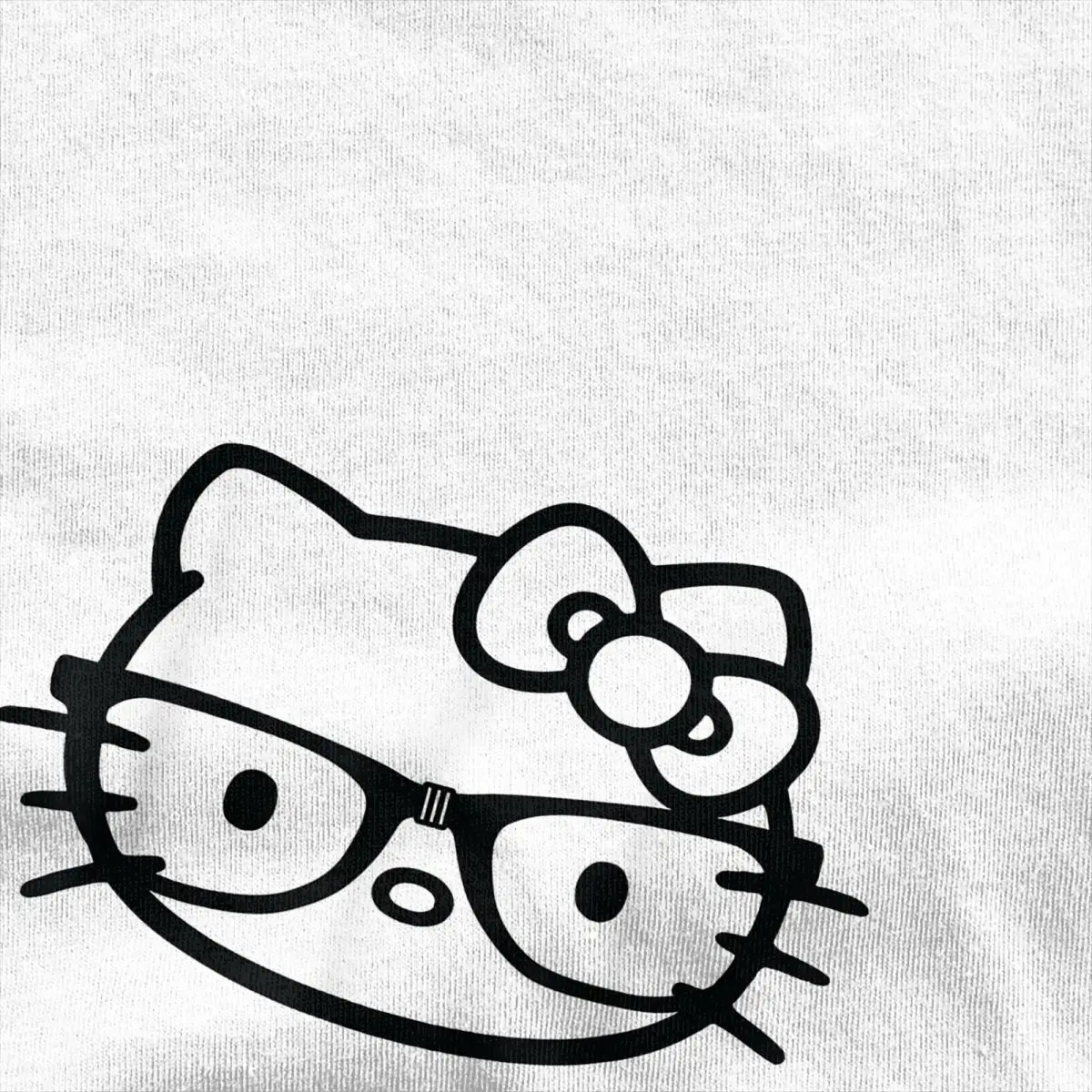 Hello Kitty Black And White Nerd Glasses T Shirts Men Women\'s Pure Cotton Male T-Shirt Crewneck Tees Short Sleeve Tops Printed