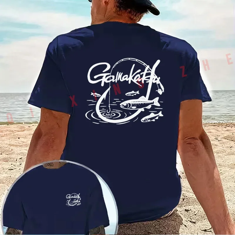 Fishing Gamakatsu Brand Lure Enthusiast Exclusive Print motorcycle T-Shirt Cotton Double-Sided Print Men Casual Short Sleeve Top