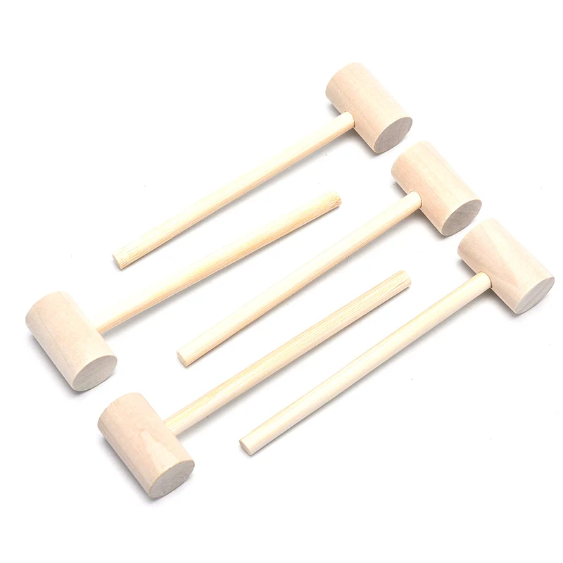 5pcs Solid Wood Mini Hammers Hitting Hammer Cake Mallet Kids Educational Toy