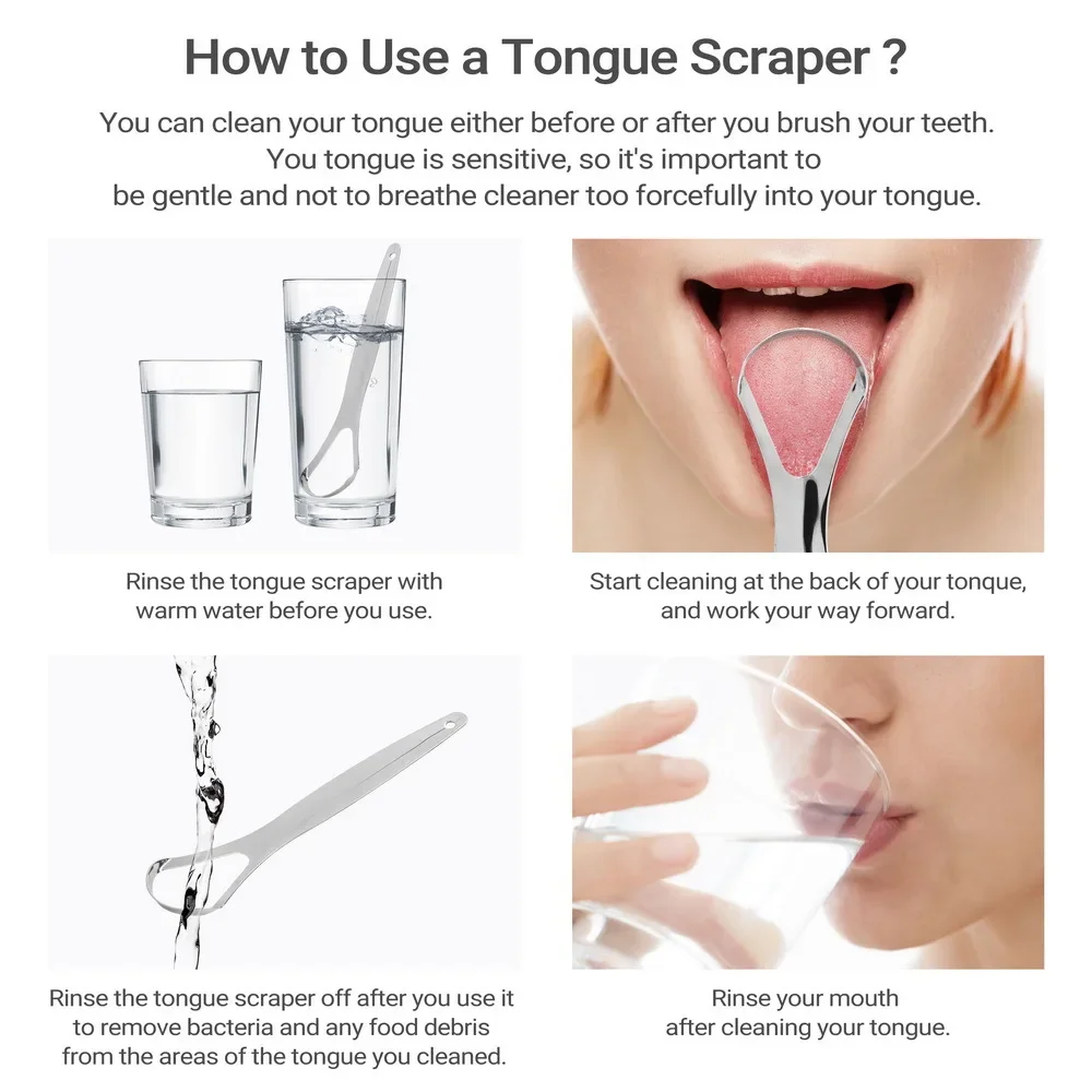 Adults Stainless Steel Tongue Scraper Tongue Cleaner for Tongue Care Cleaner Stainless Steel Tongue Scraper Tools