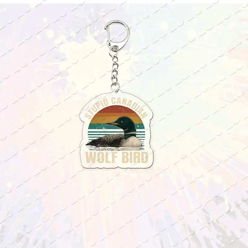 Acrylic Stupid Canadian Wolf Bird Keychain for Accessories Bag KeyRing Pendant Chains Jewelry  Fans Freinds Gifts view 2