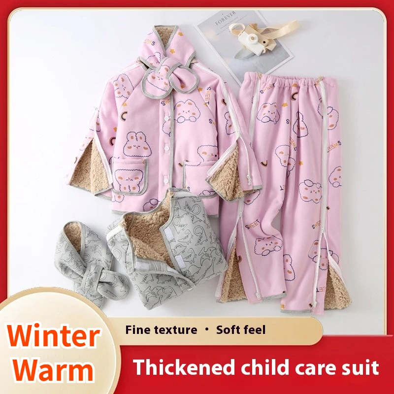 Winter Pajamas Thickened Care Set Home Clothes Set Warm Clothes Set Men Women Fracture Surgery Recovery Hospital Patient Clothes