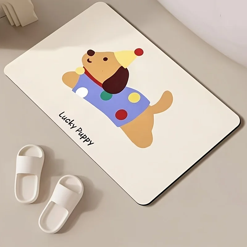 

VIKAMA Lucky Puppy Cartoon Rug for Kids Room Bedroom Entrance Play Area Safety Mat Home Decor