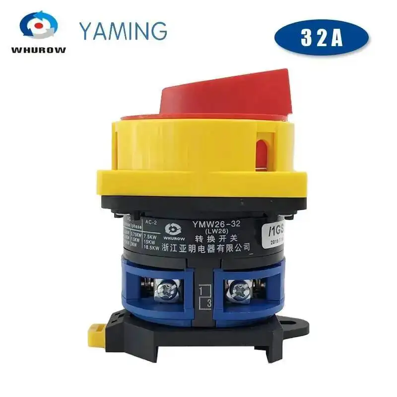 

32A DIN Rail Mounted Changeover Rotary Cam Switch LW26GS-32/1 Rotate Power Cut-off Knob Isolation Master 2 Positions One Pole