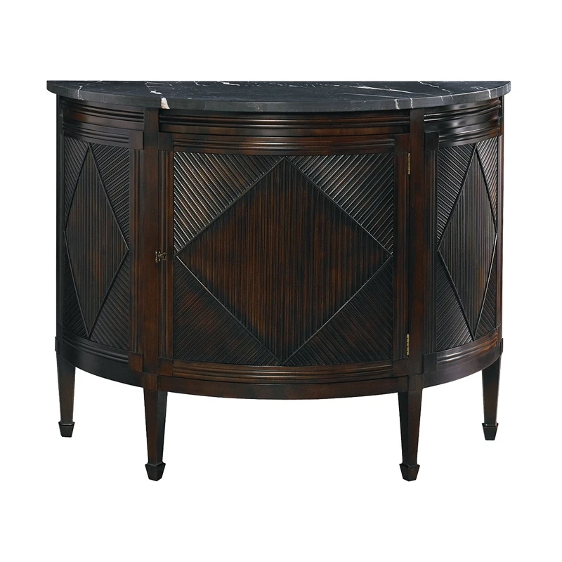 

American neoclassical solid wood semicircular marble entrance cabinet decorative dining side entrance wall cabinet