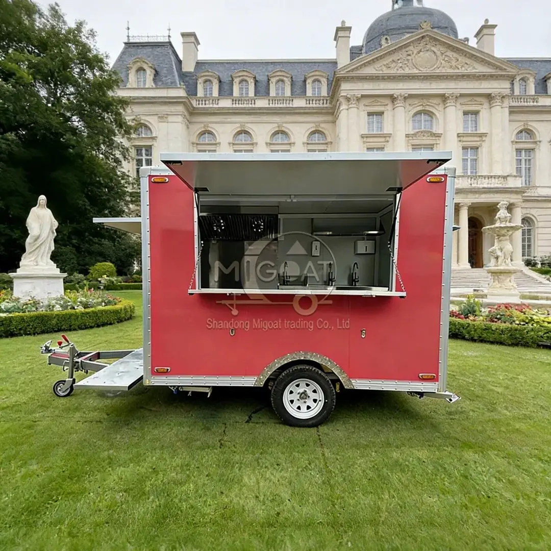Square Fiberglass Mobile Food Trailer Single Axle Fully Equipped for Outdoor Street Food Catering Business