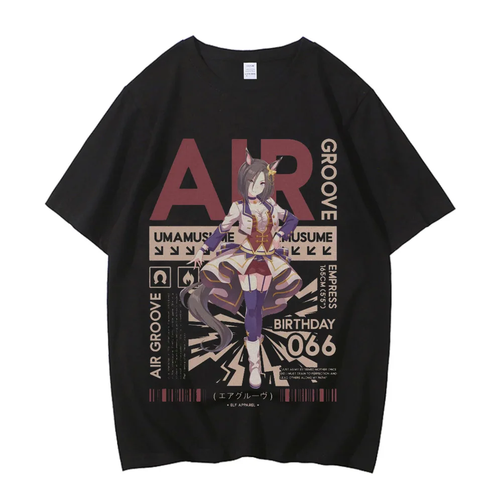 Uma Musume Pretty Derby Rice Shower Graphic T‑Shirt Anime Print Men Women Casual Short Sleeve Unisex Streetwear Manga Tees Tops
