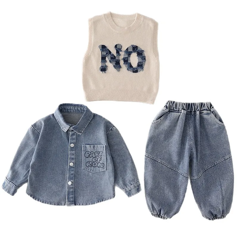 New Spring Autumn Baby Girls Clothes Children Boys Vest Shirt Pants 3Pcs/Set Kids Clothing Set Infant Costume Toddler Tracksuits