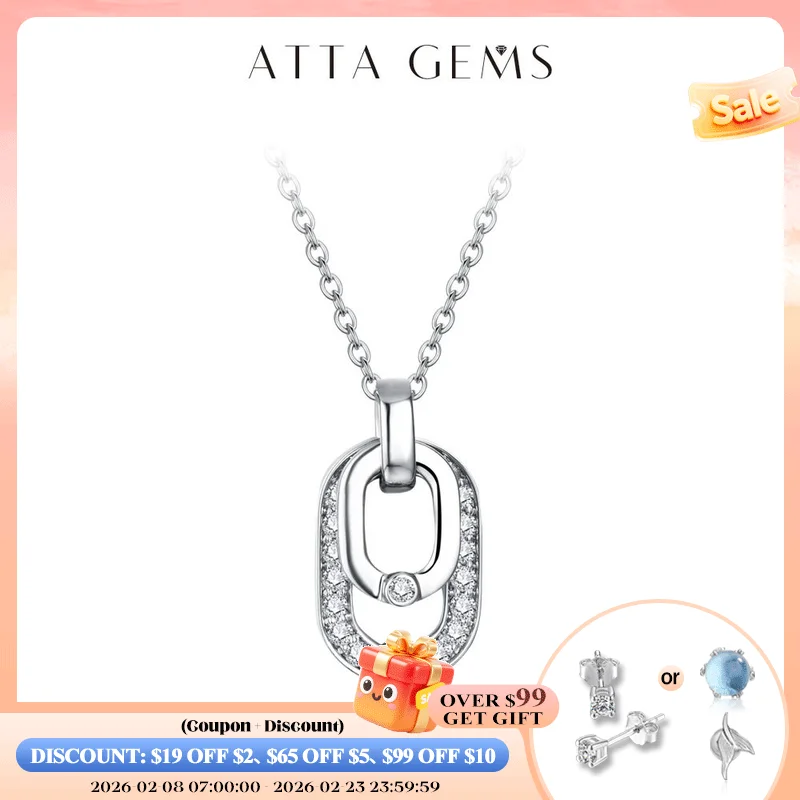 

ATTAGEMS 2024 Luxury Round Cut 2.2mm Moissanite Pendant Necklace For Women 925 SIlver Sparkling Wedding Party Fine Jewelry Gift