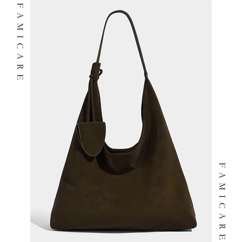 

Осень-зима 202, новая просторная большая сумка из искусственной замши, женская сумка с напуском, модная универсальная повседневная сумка на одно плечо для поездок на работу