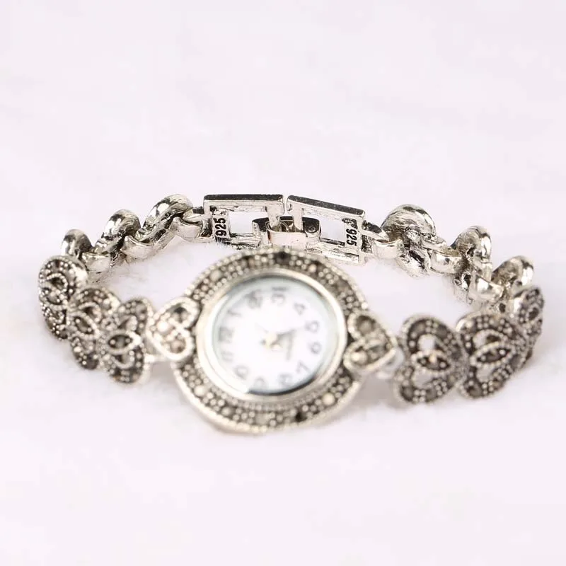 Mode-trend Böhmischen uhr frauen nachahmung Tibetischen silber vintage strass 26% kristall Armband liebe armband quarzuhr