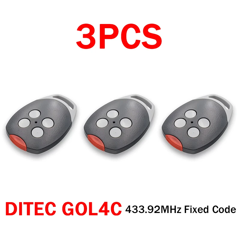 

3PCS DITEC GOL4C 433.92MHz Fixed Code Garage Remote Control Duplicator Gate Opener Barrier Remote Control 4 Channels Keychain