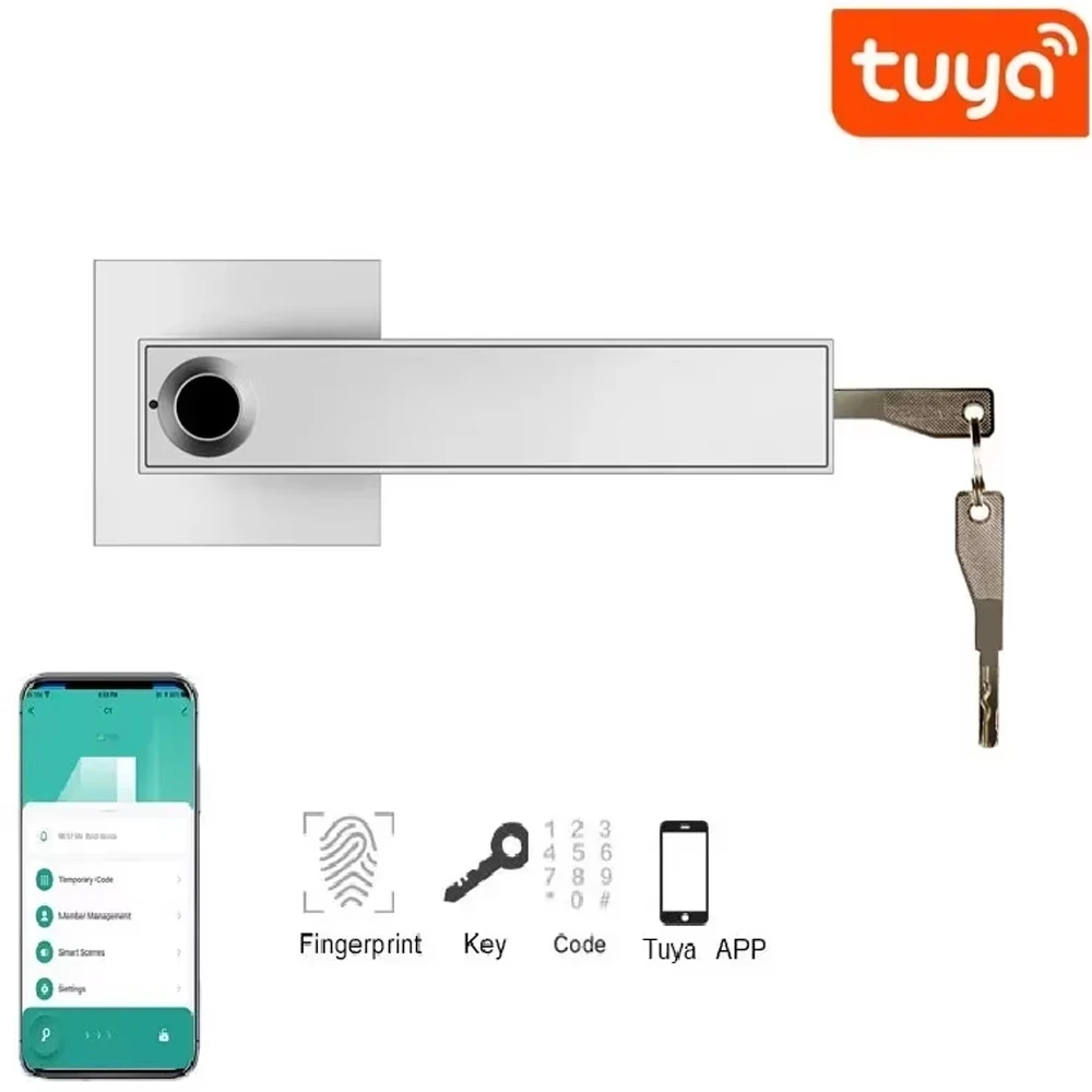 New Smart Door Lock With Bluetooth-compatible Tuya APP Digital Electronic Lock Smart Home Wooden Door Lock Biometric Fingerprint view 4