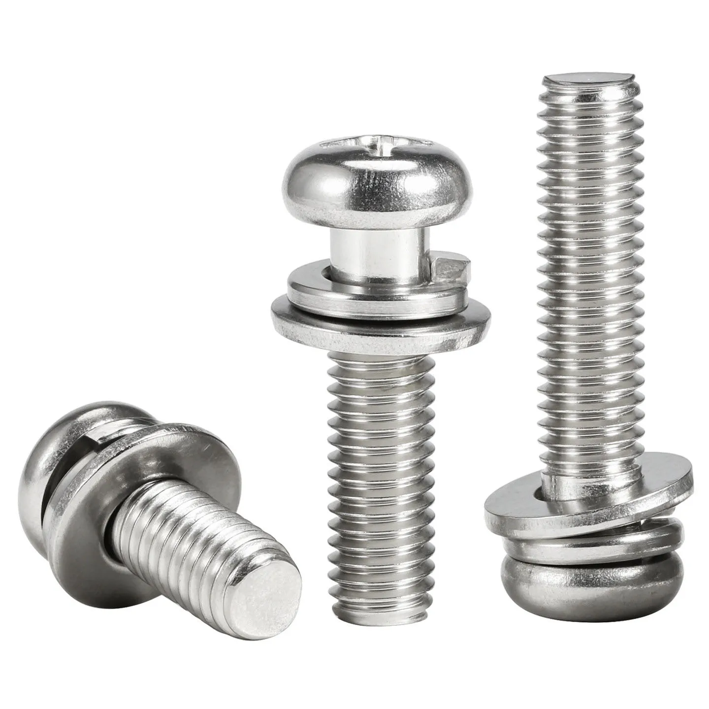M2 M2.5 M3 M4 M5 M6 M8 316 Stainless Steel Cross Round Head Three Sem Screws with Washer Three-Combination Screw Furniture Parts