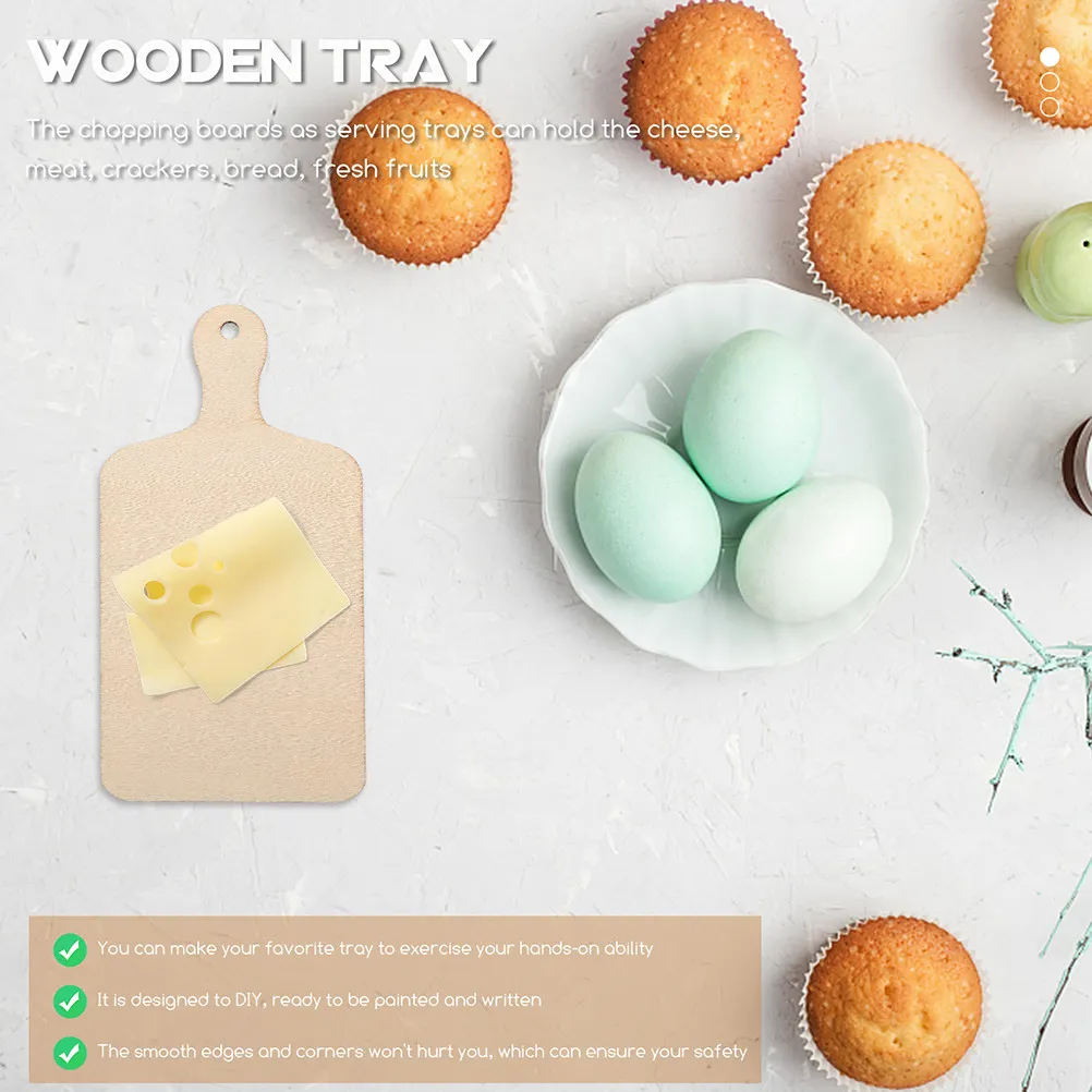 12Pcs Miniature Wooden Cutting Boards Small Paddle Cutting Boards DIY Craft Wood Bulk Set Household Cheese Board Children