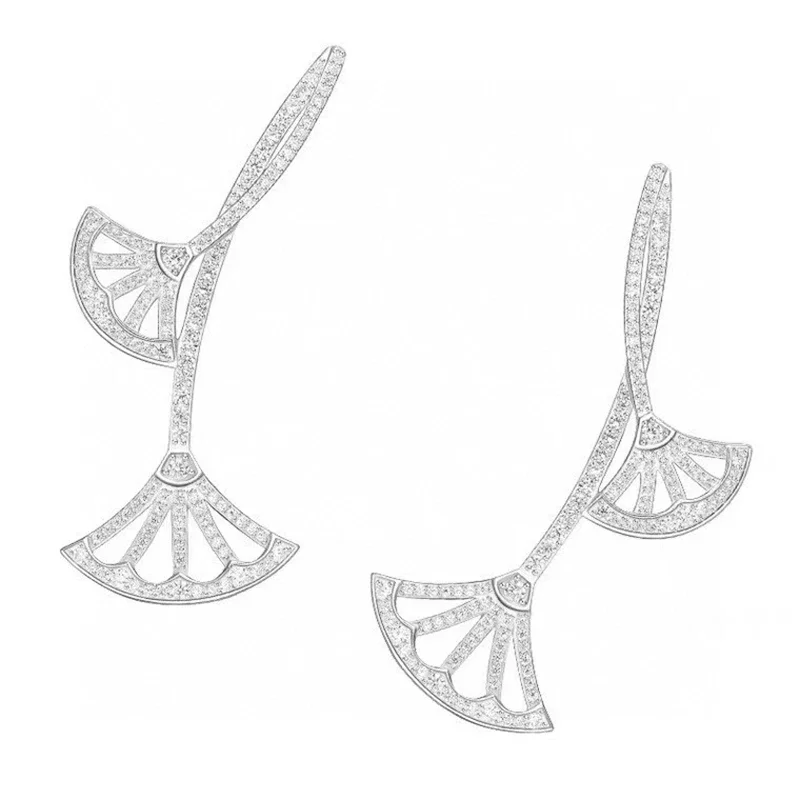 Sterling silver micro-inlaid interlocking scalloped earrings