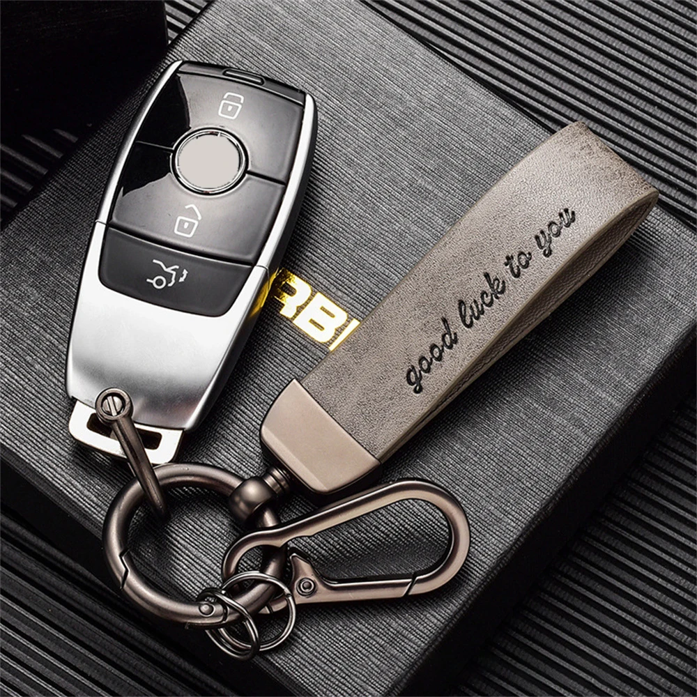 Creative Universal Car Key Chain PU Leather Fashion Men Women Gifts Key Ring Auto Accessories For BMW Audi Benz VW Tesla Honda