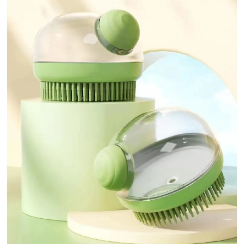 Cepillo de baño para mascotas, silicona suave con dispensador de champú para el cuidado de perros y gatos, masaje suave, limpieza de pelo de piel, suministros para mascotas, 1 ud.