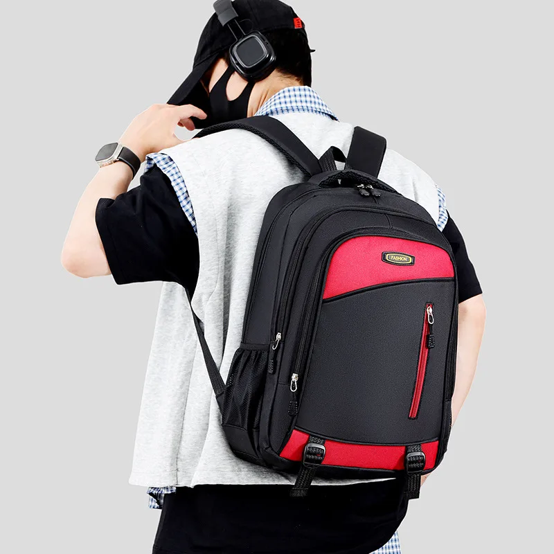 

Men's Backpack Contrasting Color Splicing Large Capacity Business Leisure Commuting Multi-layer Backpack Light Travel Backpack