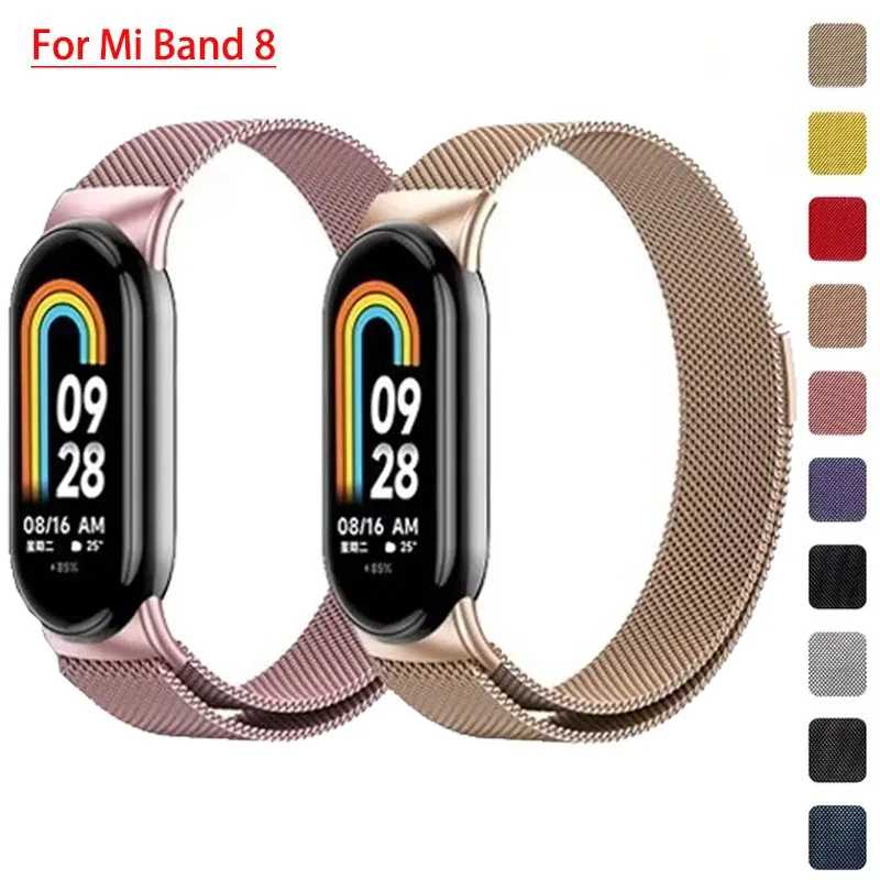 Strap For xiaomi Mi Band 8 global version accessorie Milanese Loop Replacement belt bracelet pulseira correa mi band 9 NFC strap