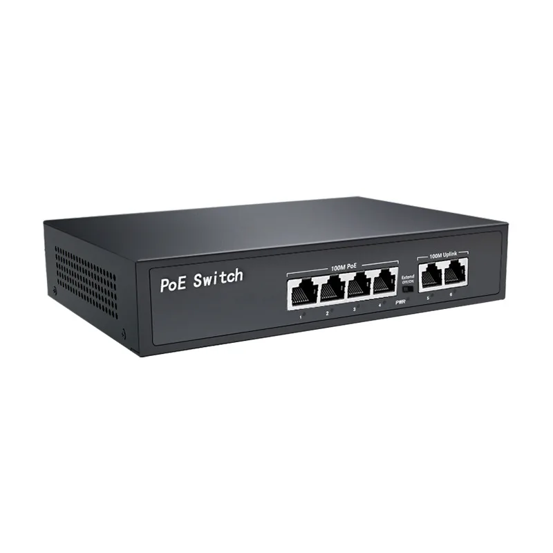 POE Switch with 2Uplink and SFP Active for IP Cameras, Wireless AP, CCTV, Cccam IEEE 802.3 AF/AT, Built in Power Adapter, 4Ports