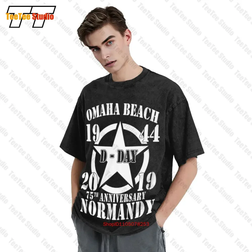 Omaha Beach D Day 1944 2019 Star 75Th Anniversary Normandy Vintage Oversized T-Shirt 6YBK view 3