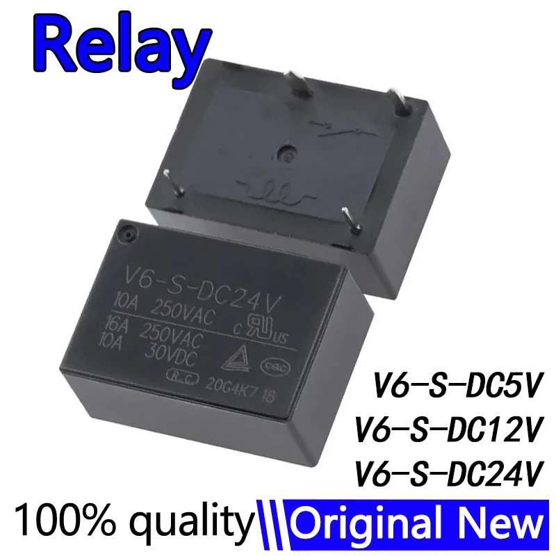 1Pcs/lot New HKE Relay V6-S-DC5V V6-S-DC12V V6-S-DC24V 16A 4PIN 5V 12V 24V Power relay Replaceable HF7520- 005 012 024-HSTP