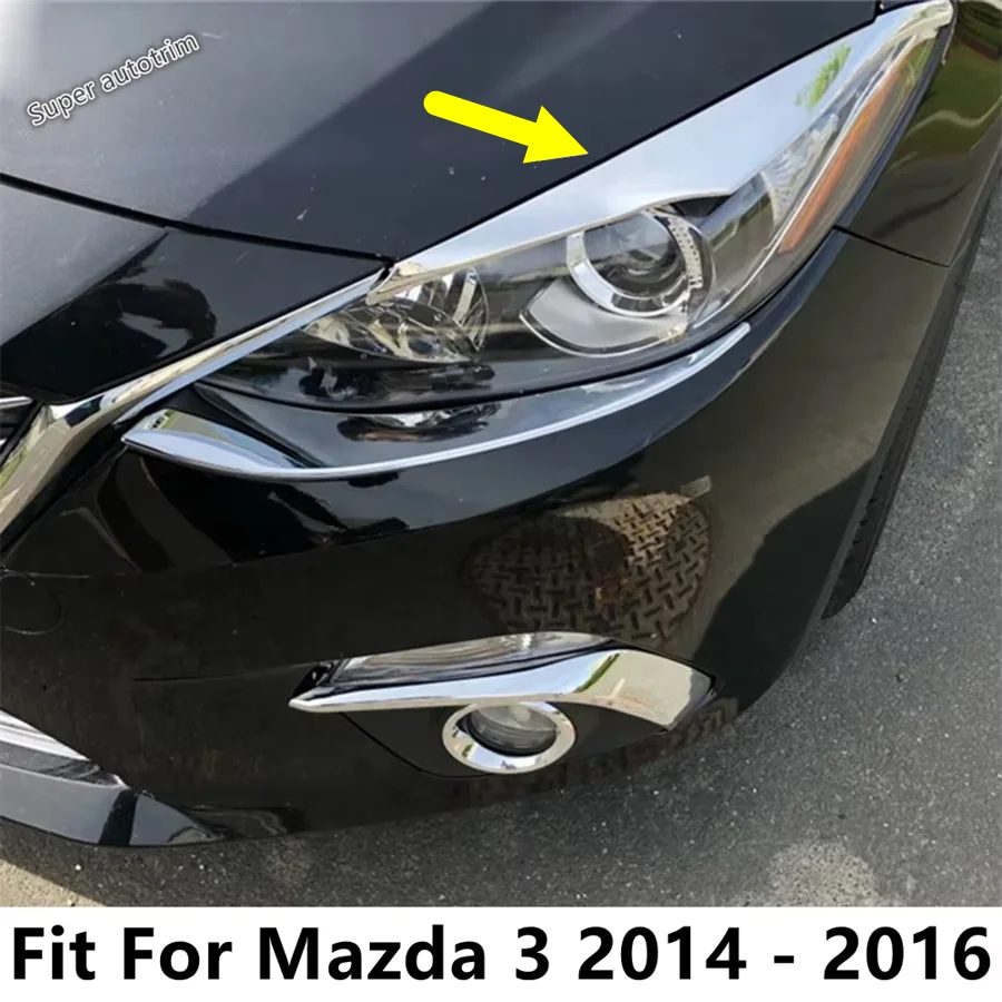 Front Head Light Lamp Eyelid Eyebrow Strip Decoration Cover Trim ABS Accessories For Mazda 3 AXELA Hatchback Sedan 2014 - 2016