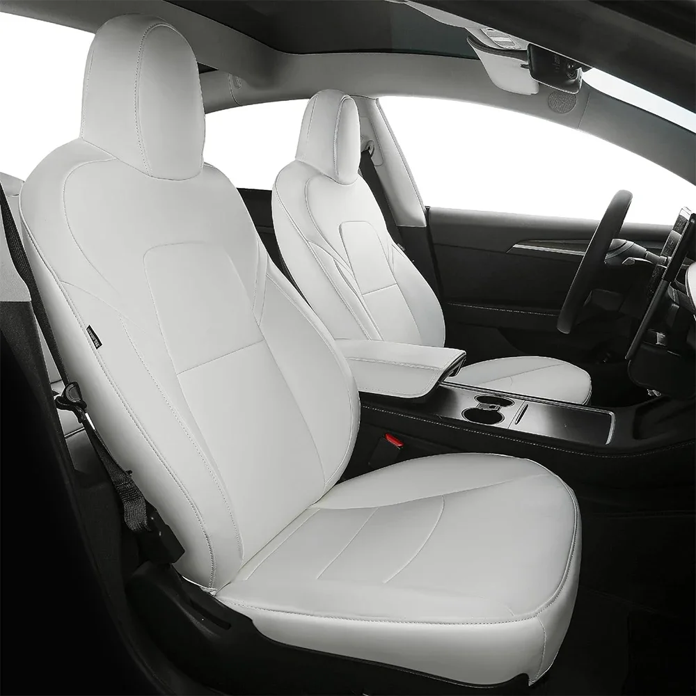 Customized for Tesla Model Y 5-Seat Full Set Car Seat Covers PU Leather Front Rear Seat Cushion Protectors Interior Accessories