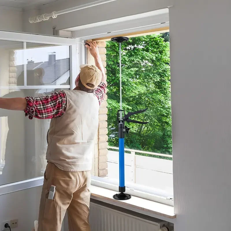 Batang pendukung baja teleskopik hemat tenaga kerja kabinet tangan ketiga alat konstruksi Drywall untuk Ratcheting Cargo Range hood