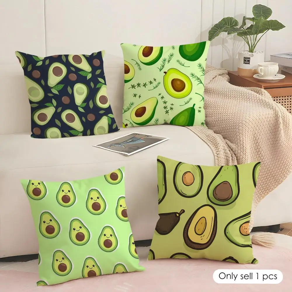 Avocado Botanical Print Cushion Cover Soft Short Plush Pillow Cover Smooth Cozy Texture Aesthetic Cushion Case Home Decor