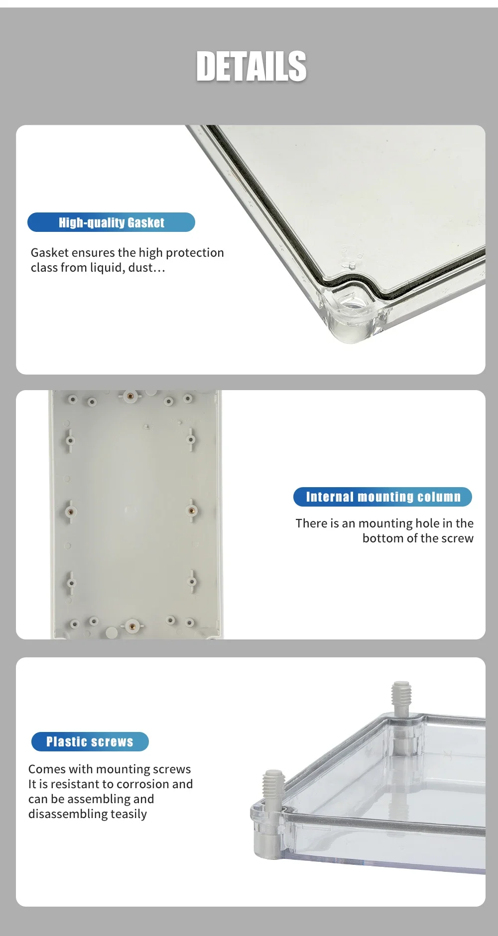 ManHua Transparent Cover Outdoor Waterproof Electrical Junction Box ABS plastic Enclosure Case Distribution box