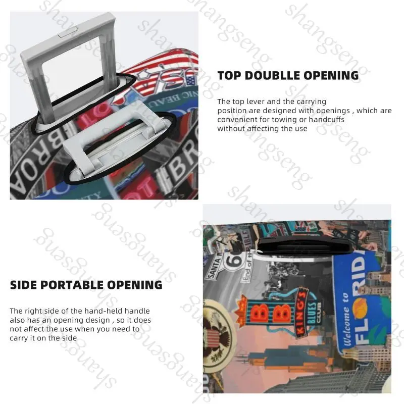 USA landmark stickers Travel suitcase protective case, suitcase cover, elastic protection, washable Luggage cover, 18-32 in