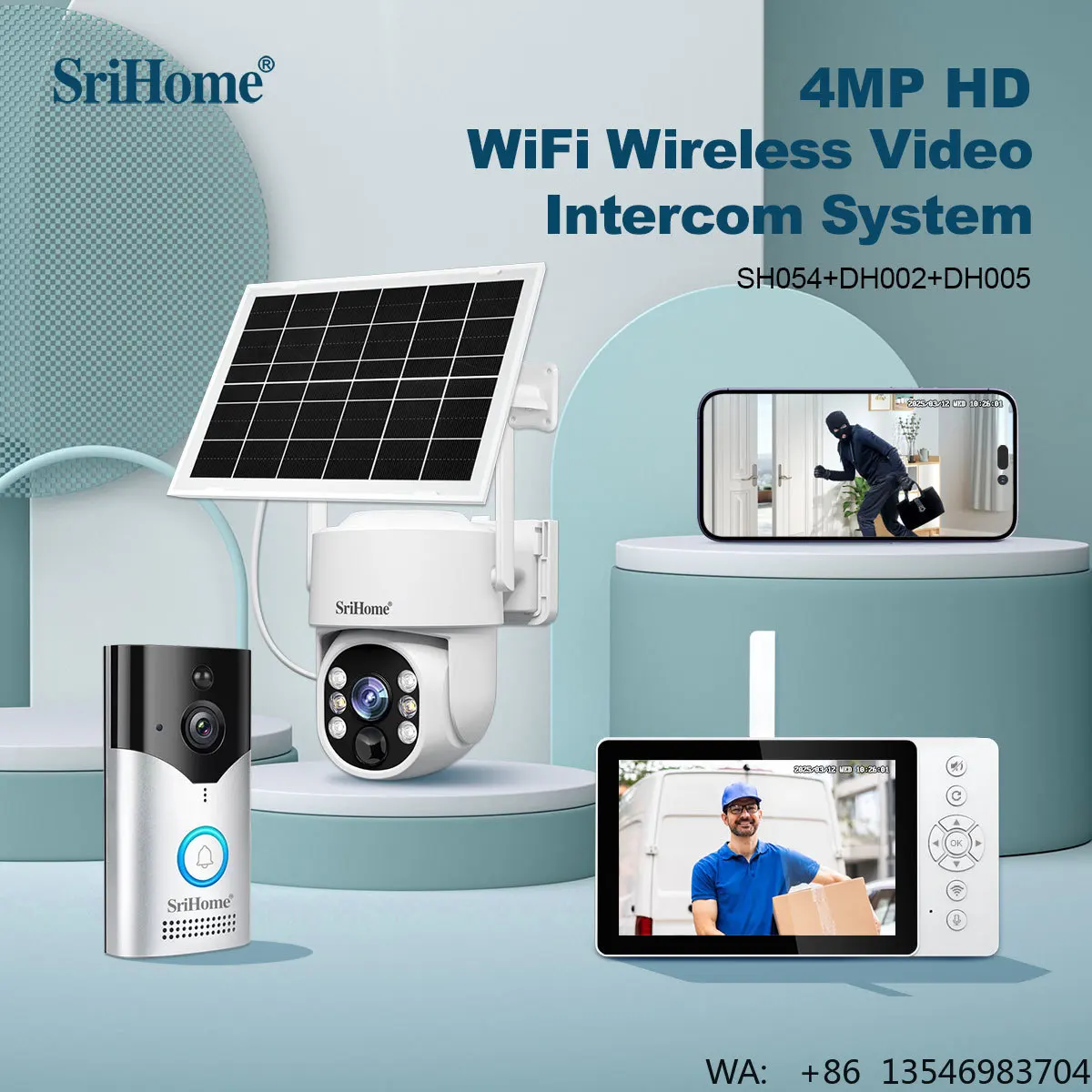 2-Way Audio 4MP Smart Video Doorbell  Screen Call Solar Battery WiFi Human Detection CCTV  System Smart Screen Video