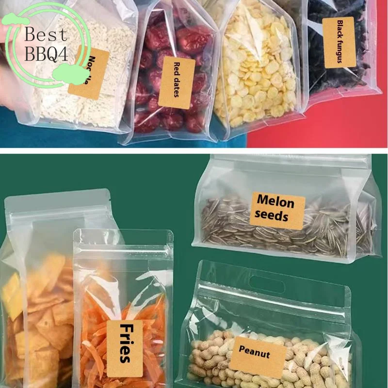 BBQ4 260/320/420/800PCS Kraft Stickers Blank Labels Office Labels Kitchen Food Jar Glass Bottle Classification Stickers