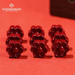 5 Pcs/lot Natural Purple Cinnabar Carved Flower Petal Bead Charm Spacer Bead For Jewelry Making Diy Necklace Bracelet Accessory